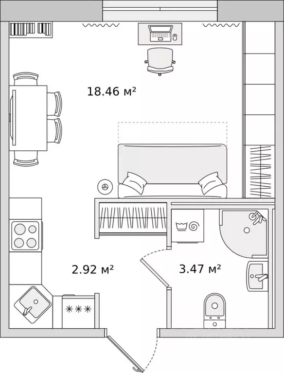 Студия Ленинградская область, Всеволожский район, пос. Бугры проезд ... - Фото 1