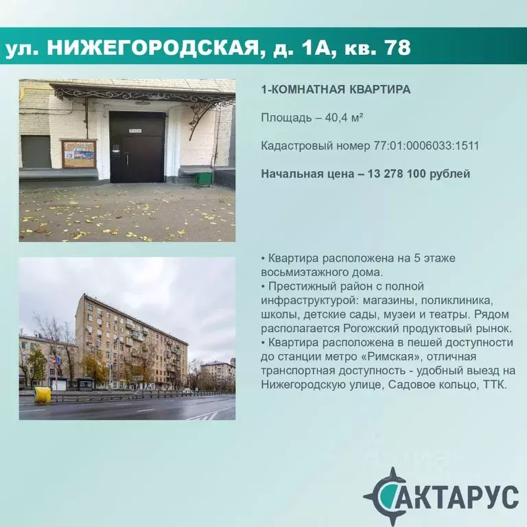 Свободной планировки кв. Москва Нижегородская ул., 1А (40.4 м) - Фото 0