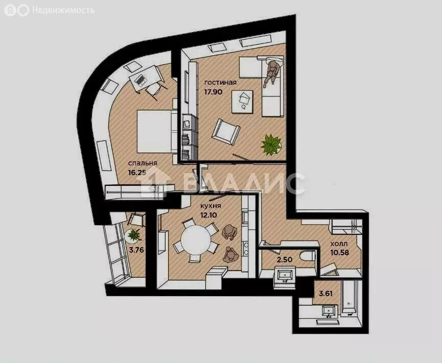 2-комнатная квартира: Калининград, улица Гайдара, 90 (68.12 м) - Фото 1