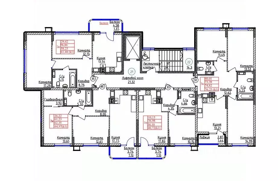 3-к кв. Калининградская область, Калининград ул. Дубовая Аллея (74.82 ... - Фото 2