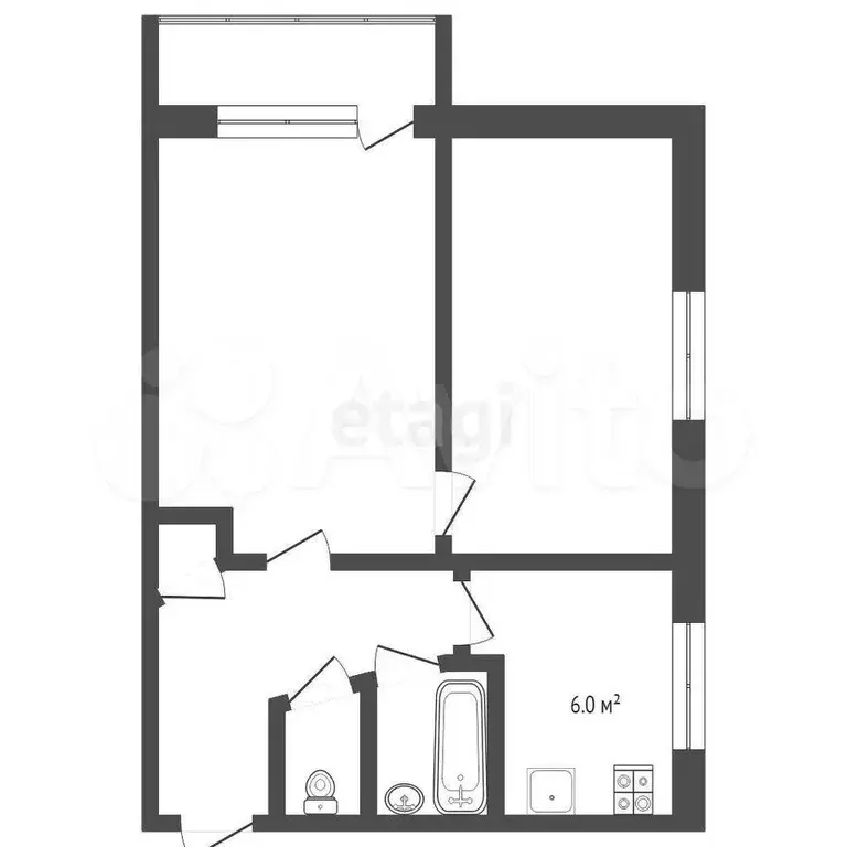 2-к. квартира, 46 м, 4/5 эт. - Фото 0