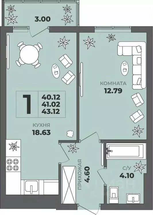 1-к кв. Калининградская область, Калининград ул. Генерала Толстикова, ... - Фото 1