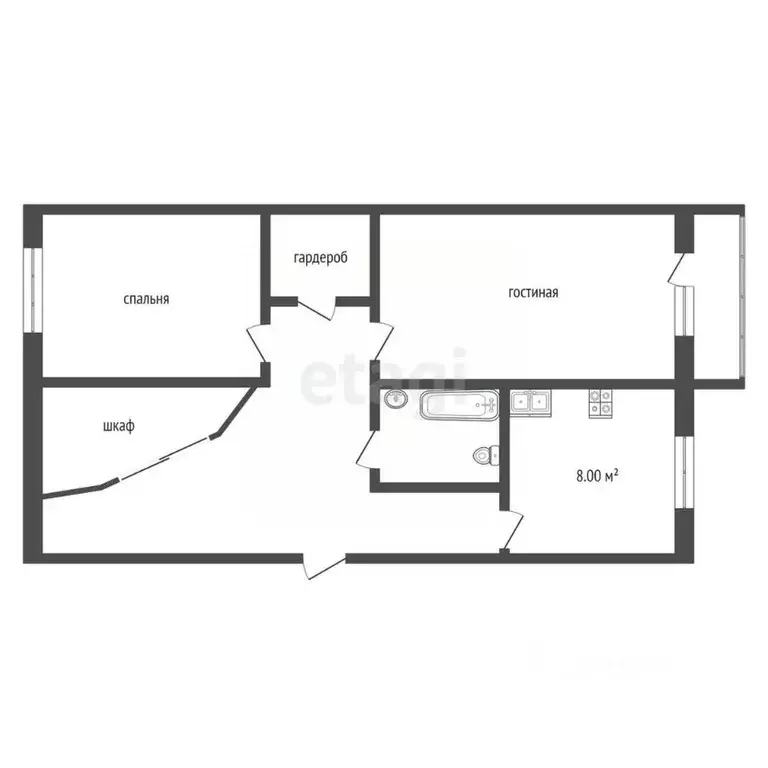 2-к кв. Омская область, Омск ул. Малиновского, 14к2 (54.2 м) - Фото 1