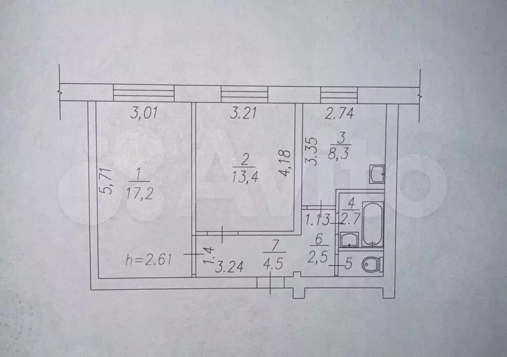 2-к. квартира, 49,9 м, 1/5 эт. - Фото 0