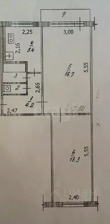 2-к кв. Архангельская область, Новодвинск Двинская ул., 36 (42.8 м) - Фото 1