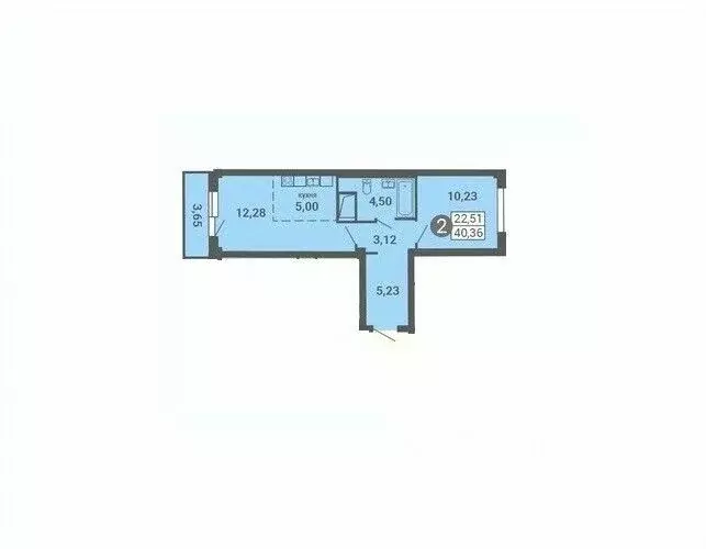 2-к кв. Архангельская область, Архангельск  (40.36 м) - Фото 0