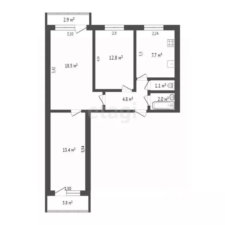 3-к кв. Хабаровский край, Комсомольск-на-Амуре ул. Пирогова, 23 (61.4 ... - Фото 1