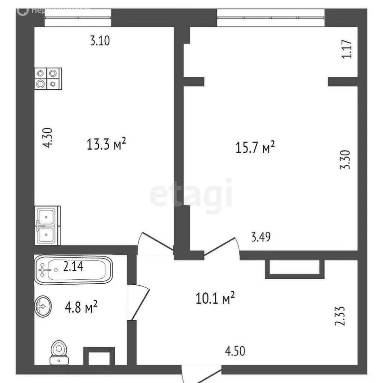 1-комнатная квартира: Тюмень, Ставропольская улица, 95 (44.8 м) - Фото 1