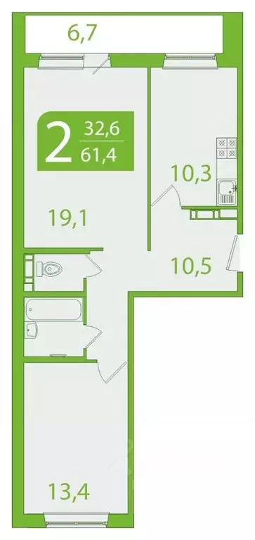 2-к кв. Томская область, Томск ул. Пришвина, 46 (58.12 м) - Фото 0