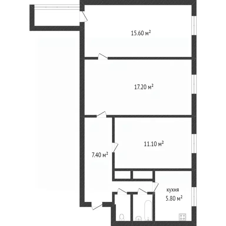 3-к кв. Ямало-Ненецкий АО, Новый Уренгой Ленинградский просп., 5 (60.5 ... - Фото 1