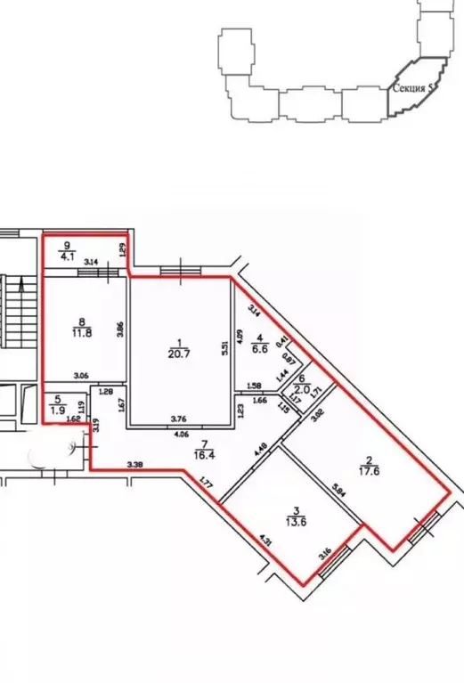 3-к кв. Калининградская область, Калининград Орудийная ул., 32 (94.7 ... - Фото 2
