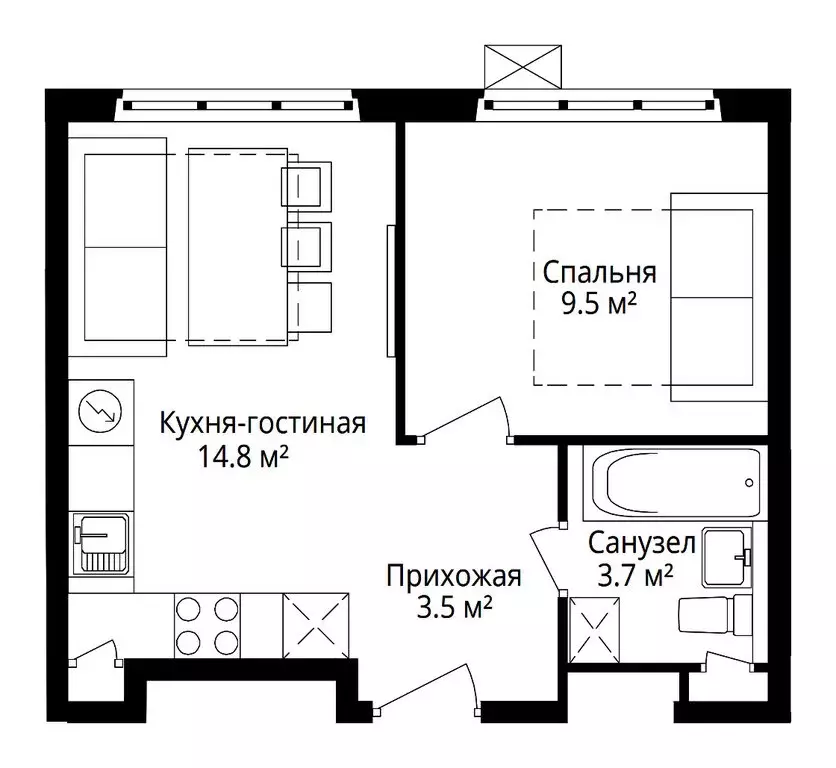 1-комнатная квартира: деревня Сапроново, микрорайон Купелинка, квартал ... - Фото 2