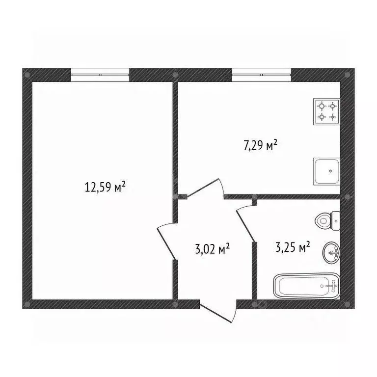 1-к кв. Башкортостан, Уфа ул. Академика Курчатова, 65/9 (26.1 м) - Фото 1