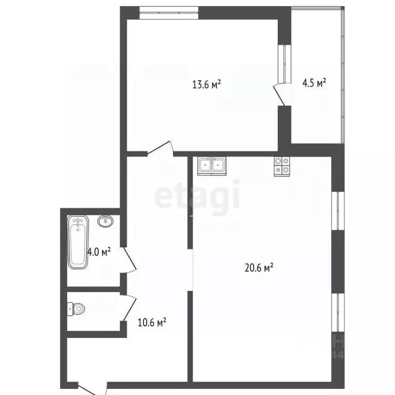 1-к кв. Тюменская область, Тюмень ул. Бориса Житкова, 2 (49.0 м) - Фото 1