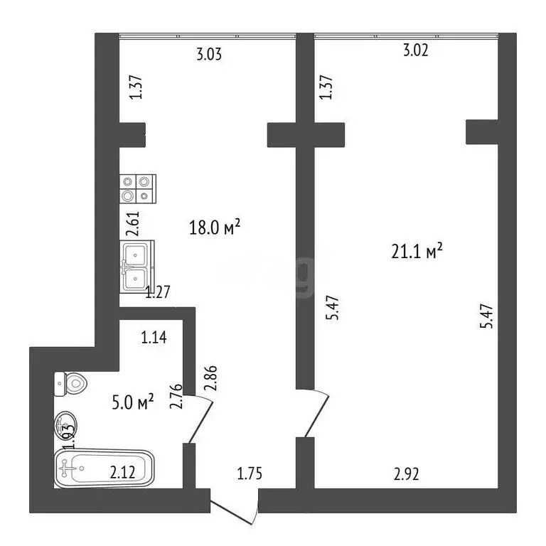 1-комнатная квартира: Бахчисарай, улица Грузинова, 61 (44.1 м) - Фото 0