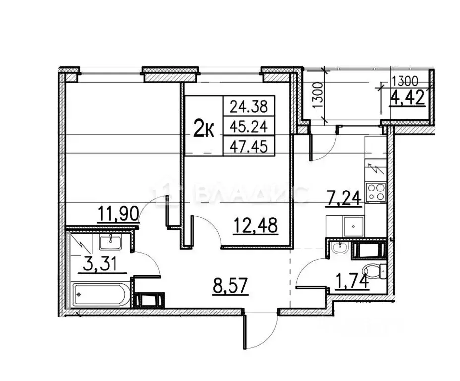 2-к кв. Ленинградская область, Кудрово г. Всеволожский район, ... - Фото 2