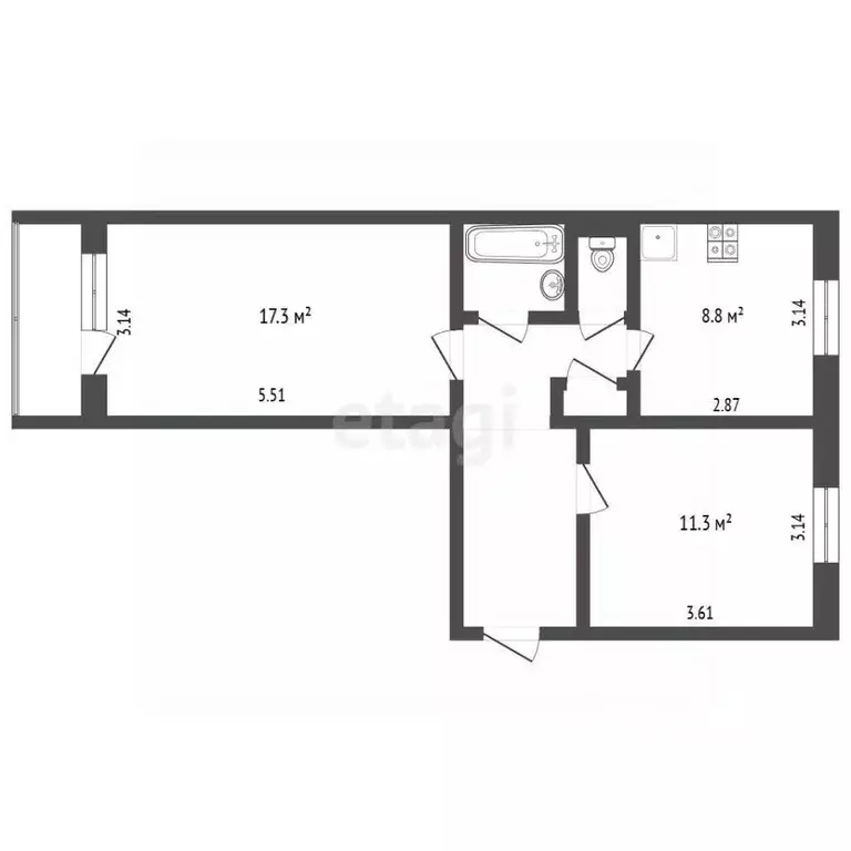 2-к кв. Ямало-Ненецкий АО, Муравленко ул. 70 лет Октября, 28 (50.8 м) - Фото 1