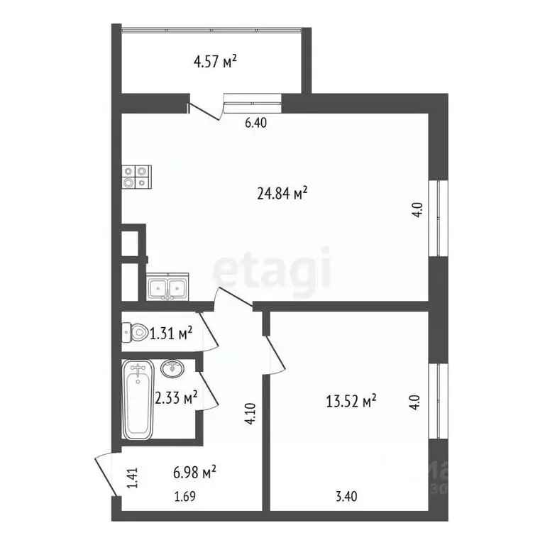 2-к кв. Томская область, Томск ул. Войкова, 49 (52.0 м) - Фото 1