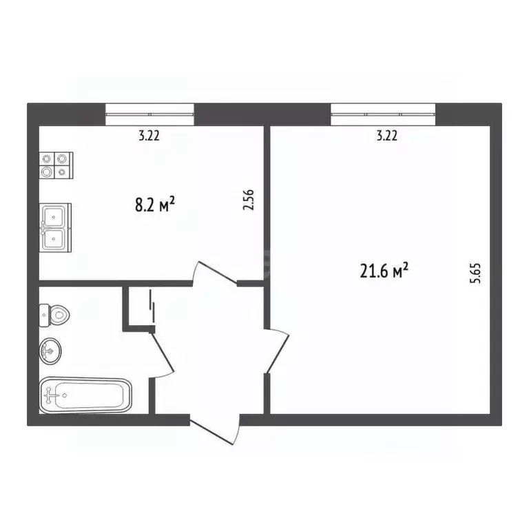 1-к кв. Ярославская область, Рыбинск Буксирная ул., 26 (38.9 м) - Фото 2