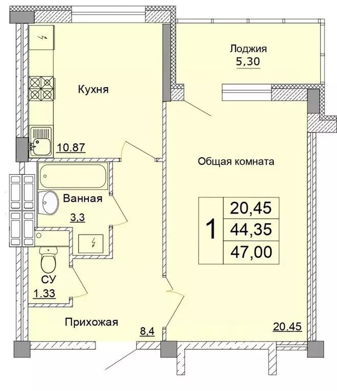 1-к кв. Белгородская область, Старый Оскол Степной мкр, 33Е (47.0 м) - Фото 1