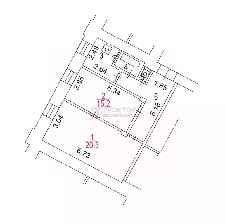 2-к кв. Москва ул. Грузинский Вал, 26С1 (54.5 м) - Фото 2