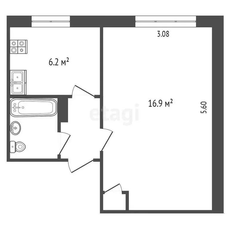 1-комнатная квартира: Петропавловск-Камчатский, проспект Циолковского, ... - Фото 1