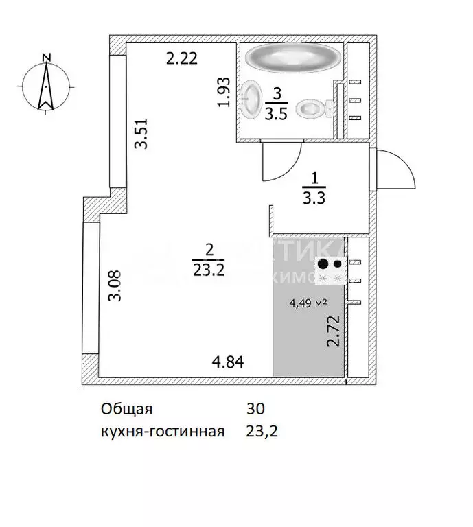 Квартира-студия: Москва, Новоданиловская набережная, 8к3 (30 м) - Фото 0