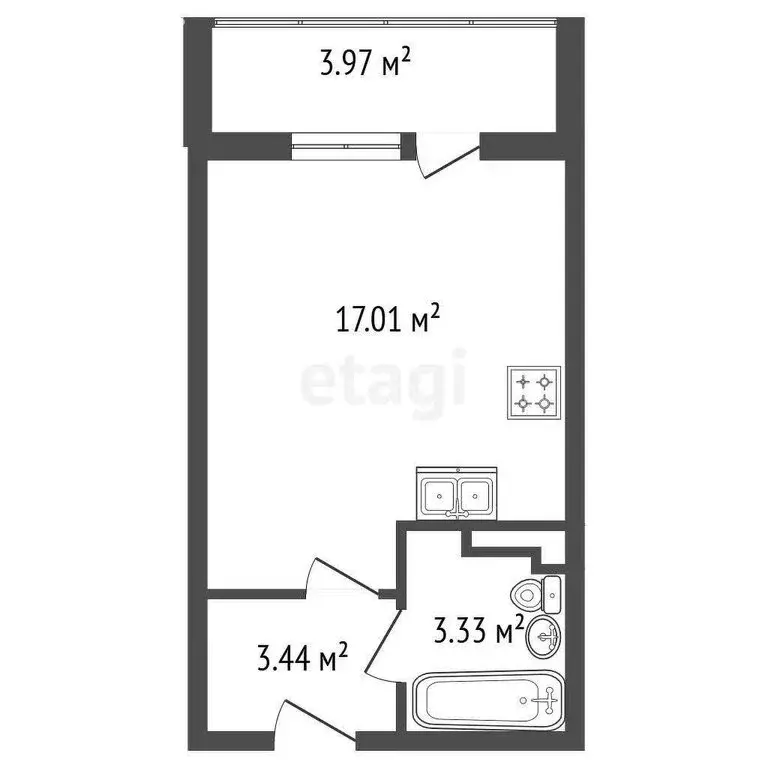 Квартира-студия: Всеволожск, улица Евграфова, 11 (25.8 м) - Фото 1
