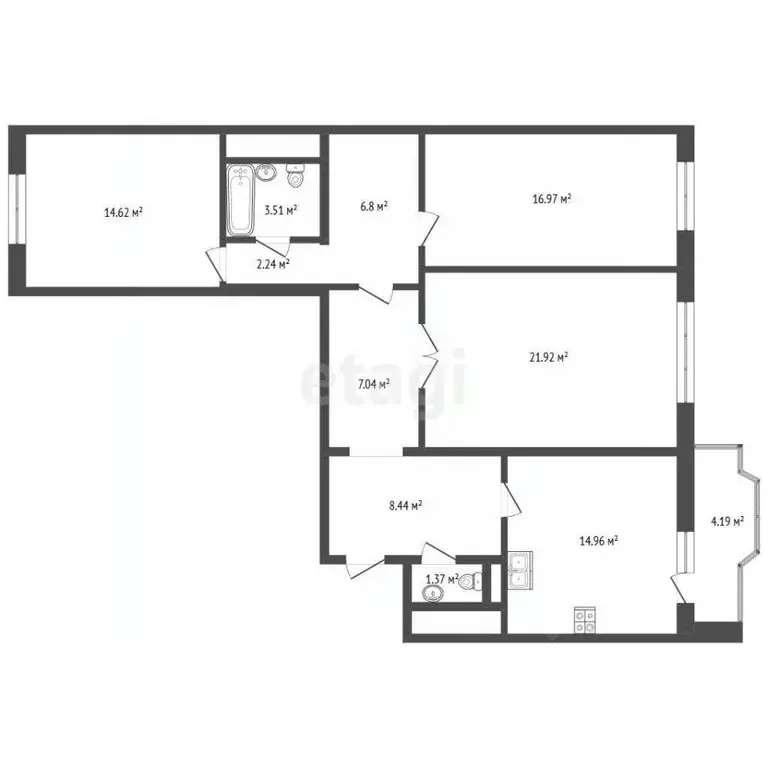 3-к кв. Московская область, Красногорск бул. Подмосковный, 12 (97.3 м) - Фото 2