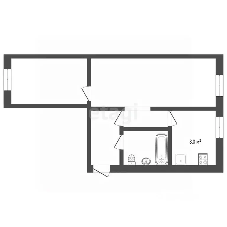 2-к кв. Тюменская область, Тюмень Профсоюзная ул., 5 (41.2 м) - Фото 2