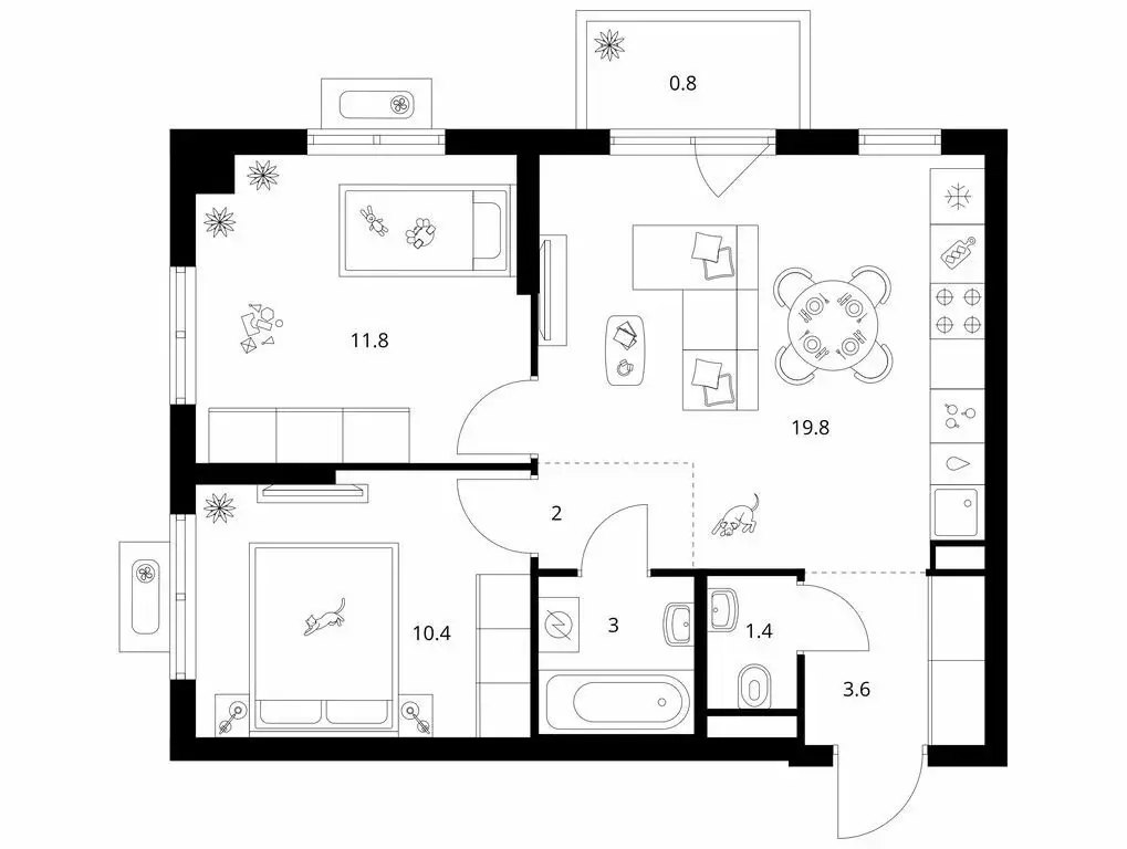2-комнатная квартира: городской посёлок Янино-1, жилой комплекс ... - Фото 1