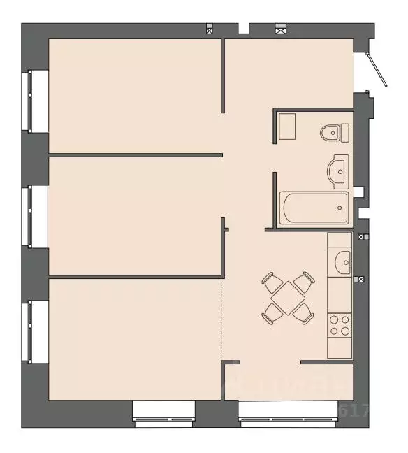 3-к кв. Волгоградская область, Волгоград ул. Дегтярева, 19 (63.35 м) - Фото 1