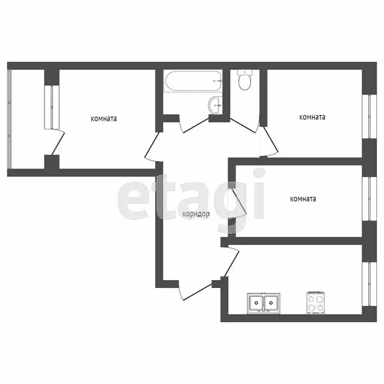 3-комнатная квартира: Челябинск, улица Захаренко, 1 (69 м) - Фото 1