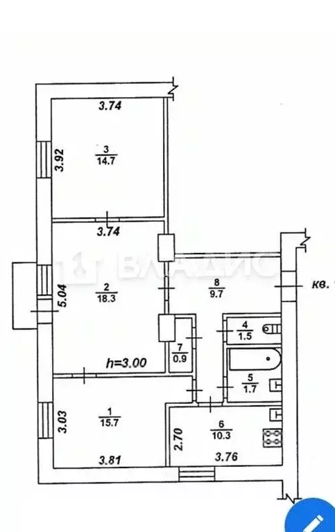 3-к кв. Воронежская область, Воронеж ул. Кирова, 26 (78.9 м) - Фото 2