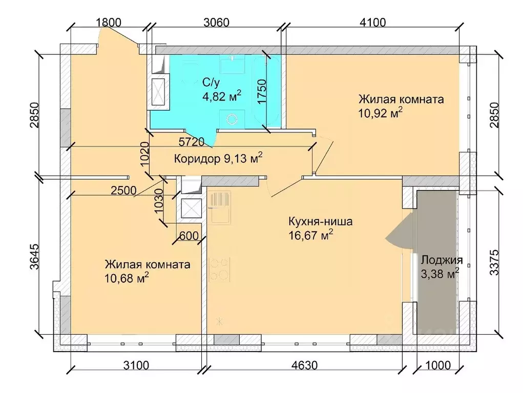 3-к кв. Кемеровская область, Кемерово ул. Дружбы, 9 (55.34 м) - Фото 1
