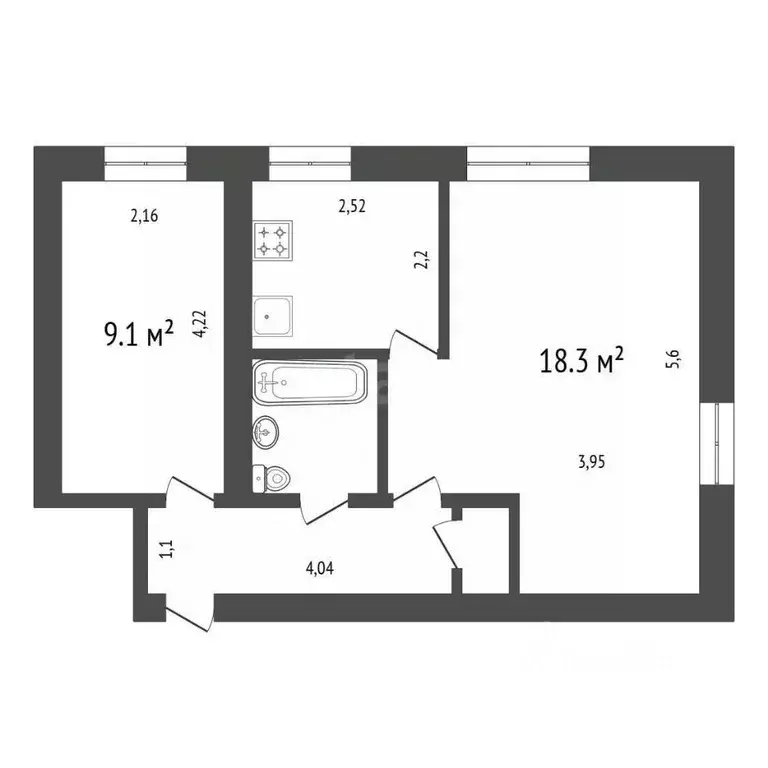 2-к кв. Иркутская область, Иркутск ул. Карла Либкнехта, 245 (41.3 м) - Фото 2