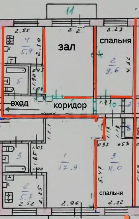 3-к. квартира, 52,3 м, 2/5 эт. - Фото 0