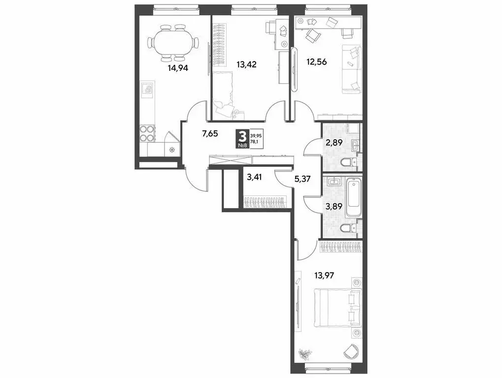 3-комнатная квартира: Калуга, улица Болдина, 22/1 (78.1 м) - Фото 0