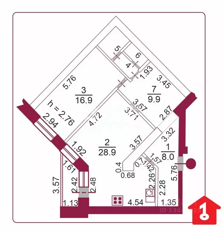 2-к кв. Омская область, Омск Братская ул., 19 (68.9 м) - Фото 1