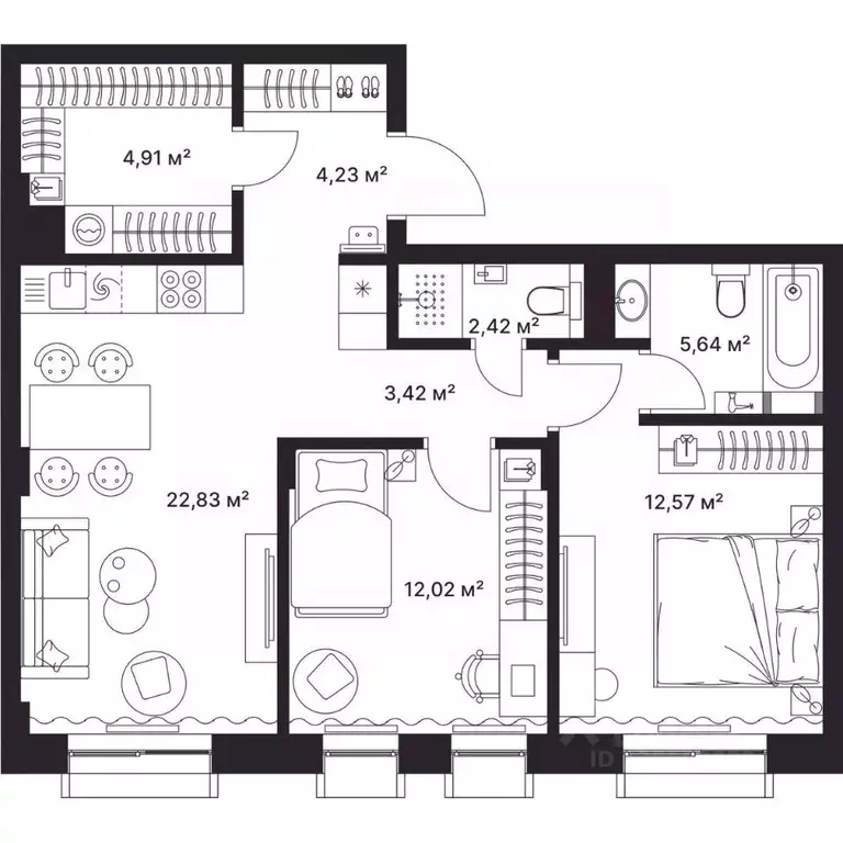 2-к кв. Владимирская область, Киржач ул. Свердлова, 10А (68.0 м) - Фото 1