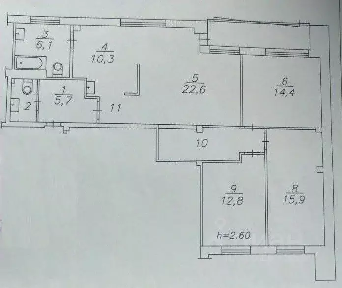 4-к кв. Красноярский край, Красноярск ул. Республики, 43 (100.8 м) - Фото 2