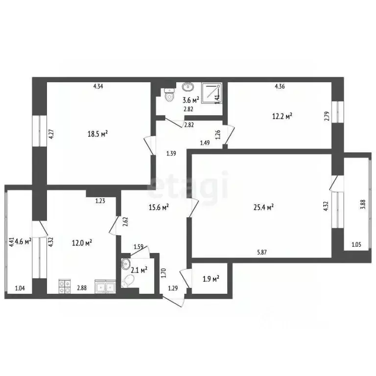 3-к кв. Ханты-Мансийский АО, Ханты-Мансийск Южный мкр, ул. Ямская, 3/1 ... - Фото 2