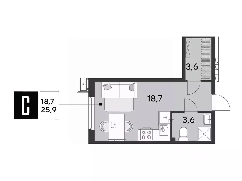 Студия Краснодарский край, Краснодар 2-я Площадка мкр, ул. Ветеранов ... - Фото 1