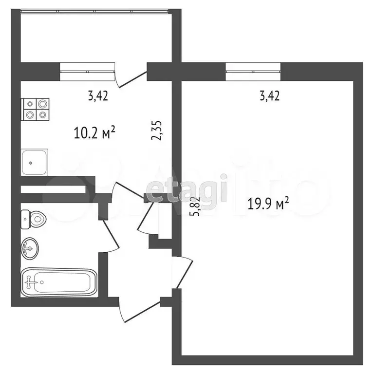 1-к. квартира, 37,4 м, 7/9 эт. - Фото 0