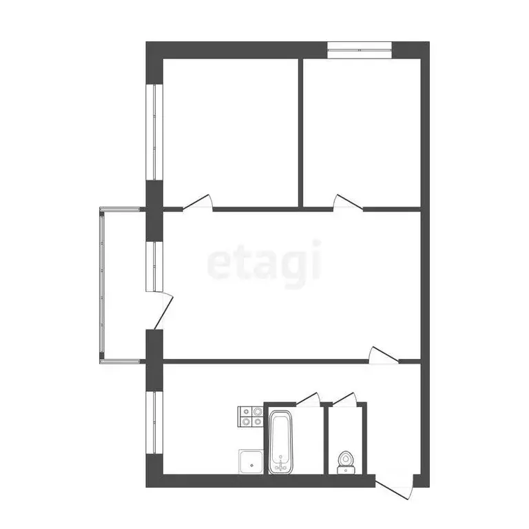 3-комнатная квартира: Бийск, улица Льнокомбинат, 83 (52.3 м) - Фото 1