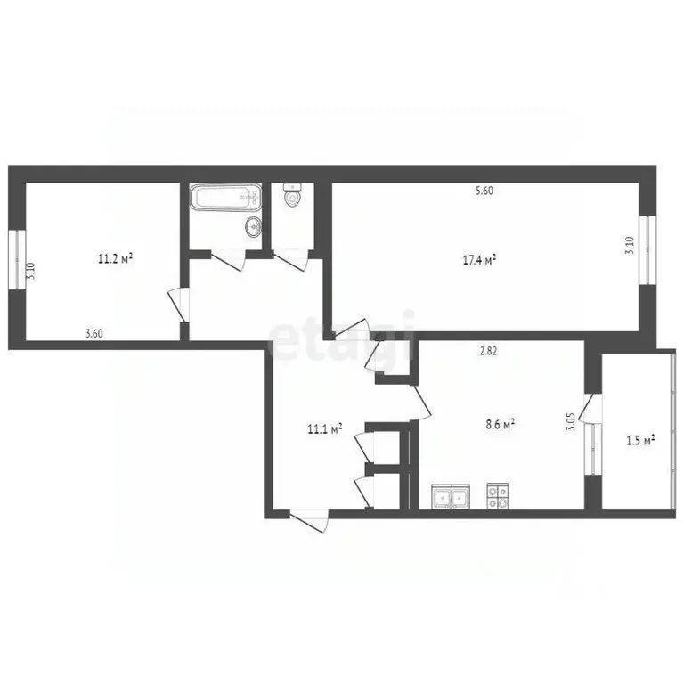 2-к кв. Псковская область, Псков Печорская ул., 5А (53.3 м) - Фото 0