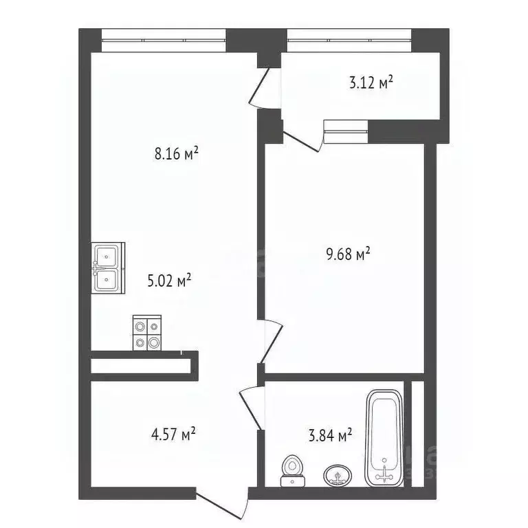 1-к кв. Тюменская область, Тюмень ул. Тимофея Кармацкого, 17 (31.27 м) - Фото 0