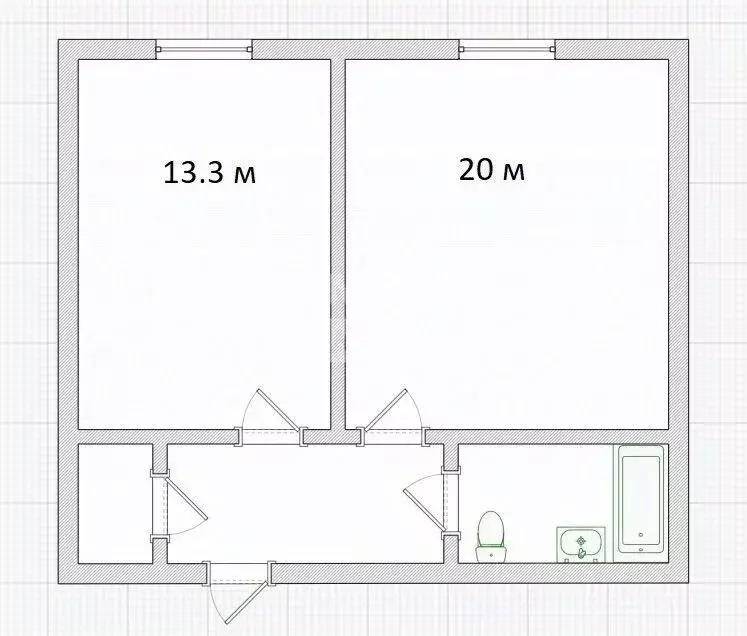 1-к кв. Омская область, Омск ул. Лермонтова, 127/1 (43.3 м) - Фото 1