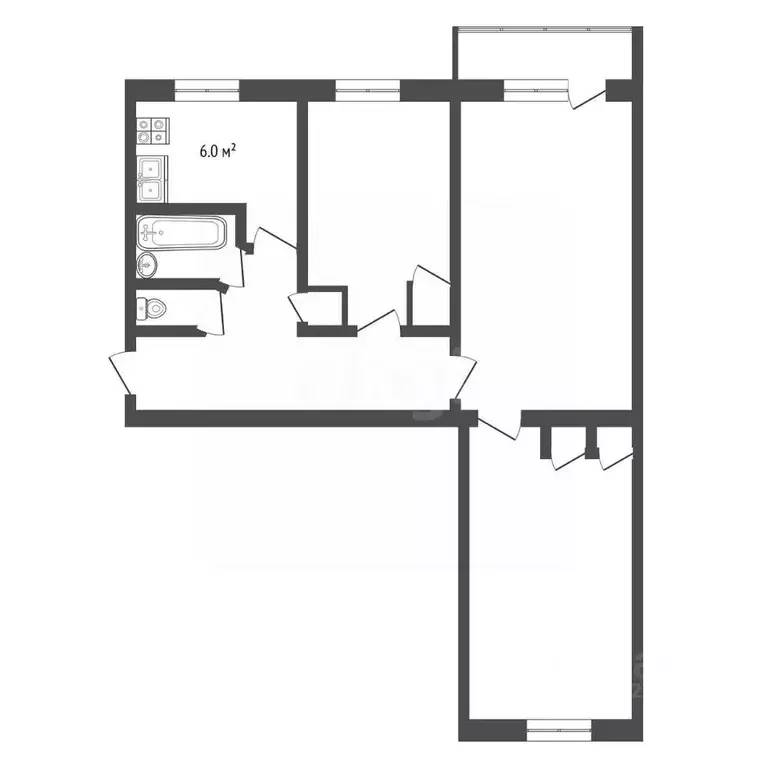 3-к кв. Краснодарский край, Краснодар Центральный мкр, ул. Хакурате, 7 ... - Фото 2