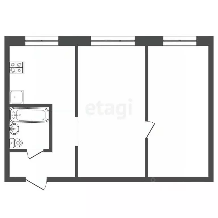 2-к кв. Ярославская область, Рыбинск Новая ул., 2 (42.4 м) - Фото 2